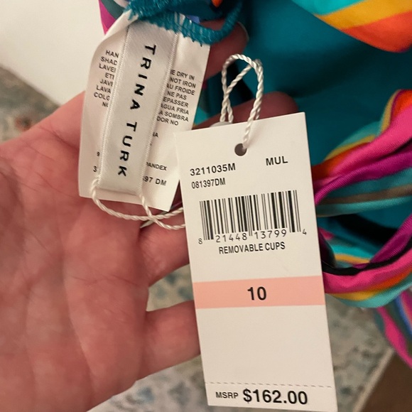 NWT Trina Turk Vibrant Striped One-Piece Reversible Swimsuit - Picture 7 of 7